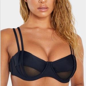 Pretty little thing black mesh bikini top